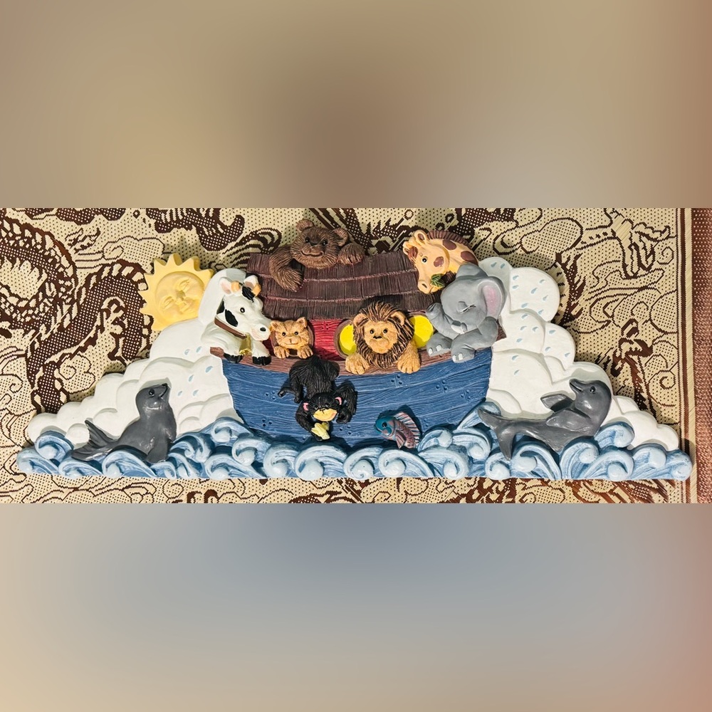 1995 Figi Graphics Noah's Ark 23.5" Long Door Topper Wall Plaque Hand-Painted - Picture 3 of 4